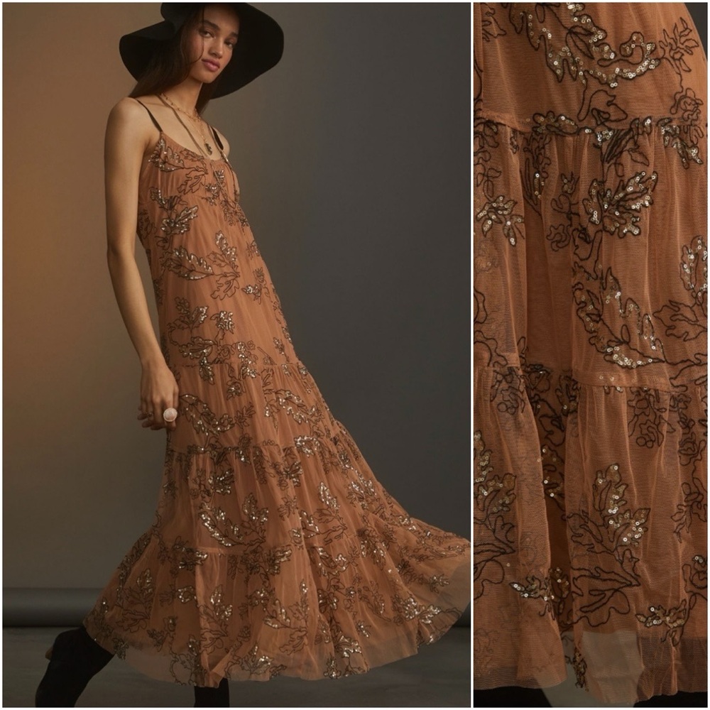 🆕 MAEVE Sequined Tulle Midi Dress S - Picture 3 of 8